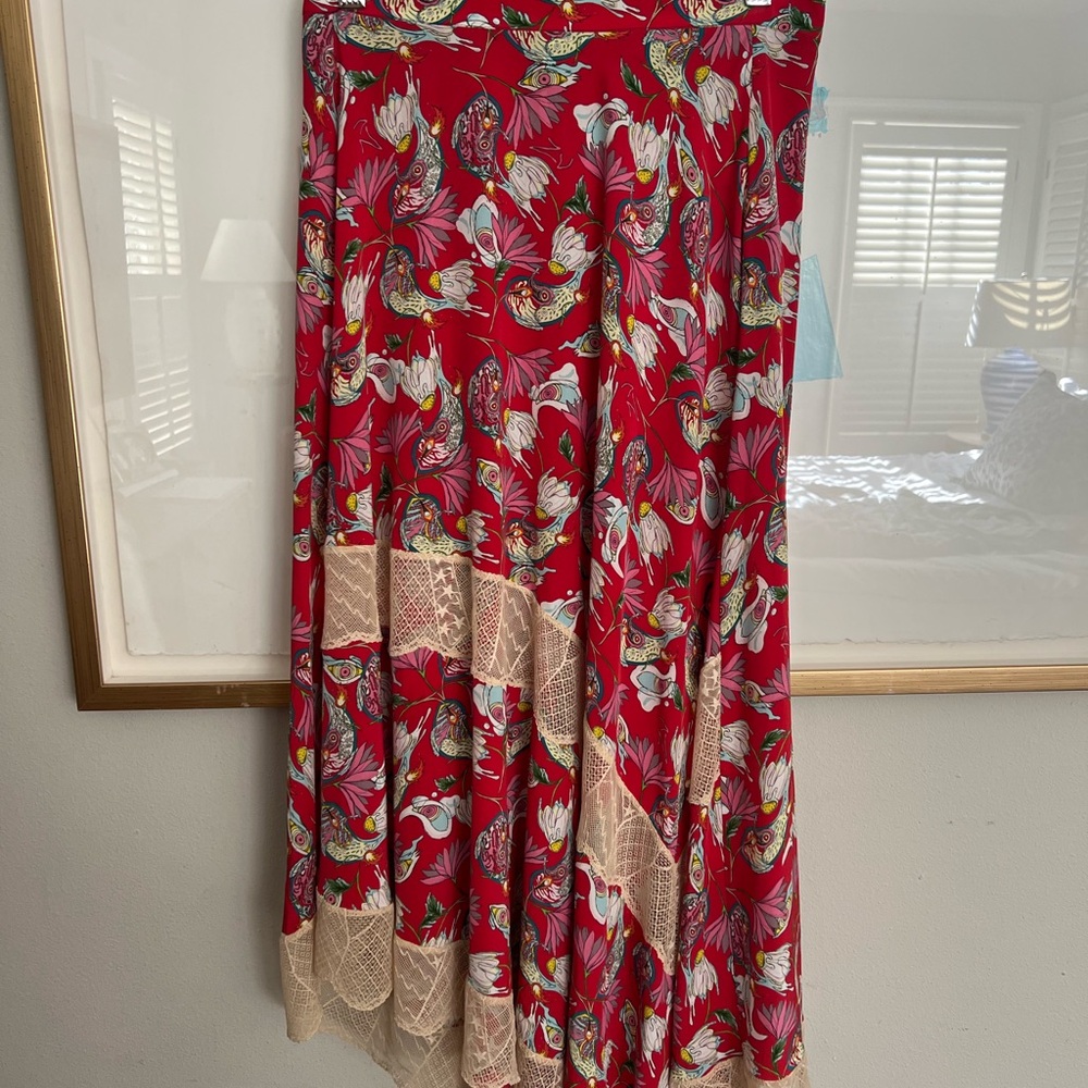 Zadig & Voltaire Red Floral Asymmetrical Skirt
